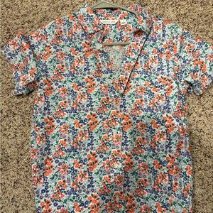 Janie and Jack Orange, Blue & Green Floral Short-Sleeve Button-Up Shirt